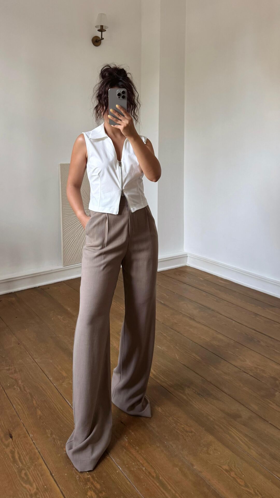 Fermuarlı Gömlek Beyaz