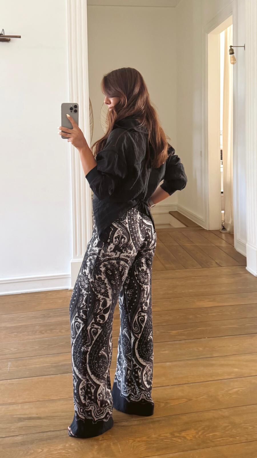 Siyah Şal Desen Pantolon