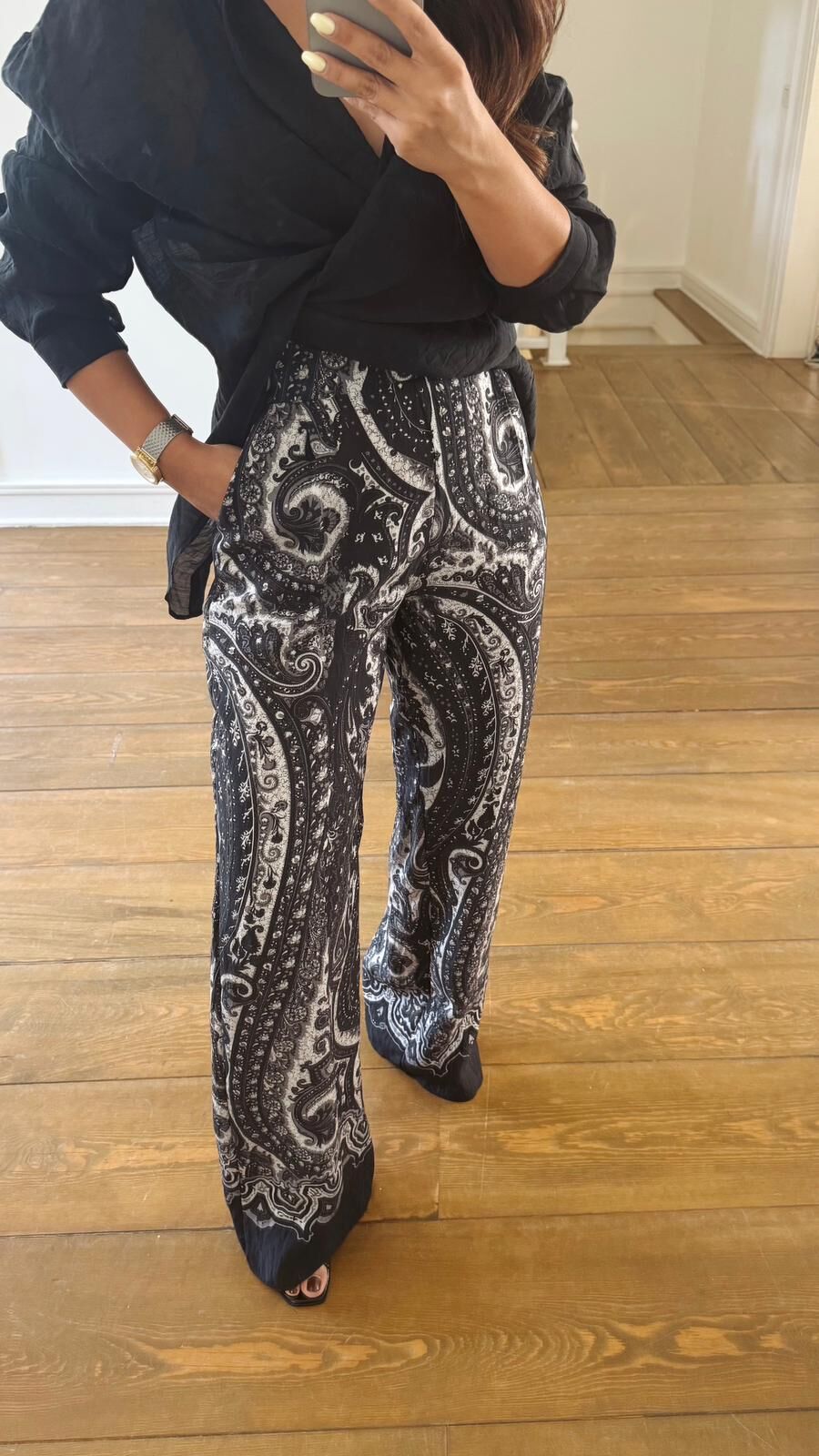 Siyah Şal Desen Pantolon