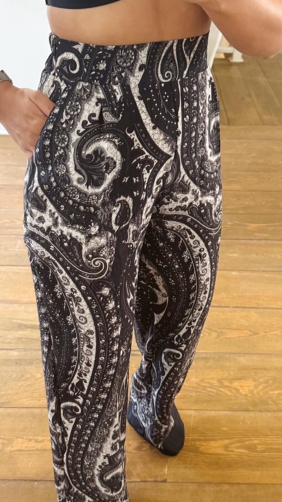 Siyah Şal Desen Pantolon