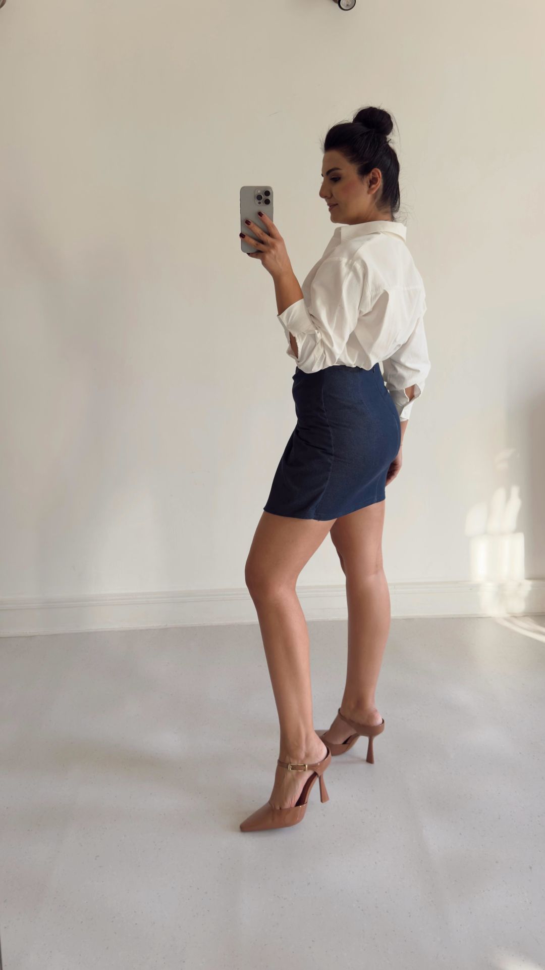 Denim Bağlamalı Etek Laci