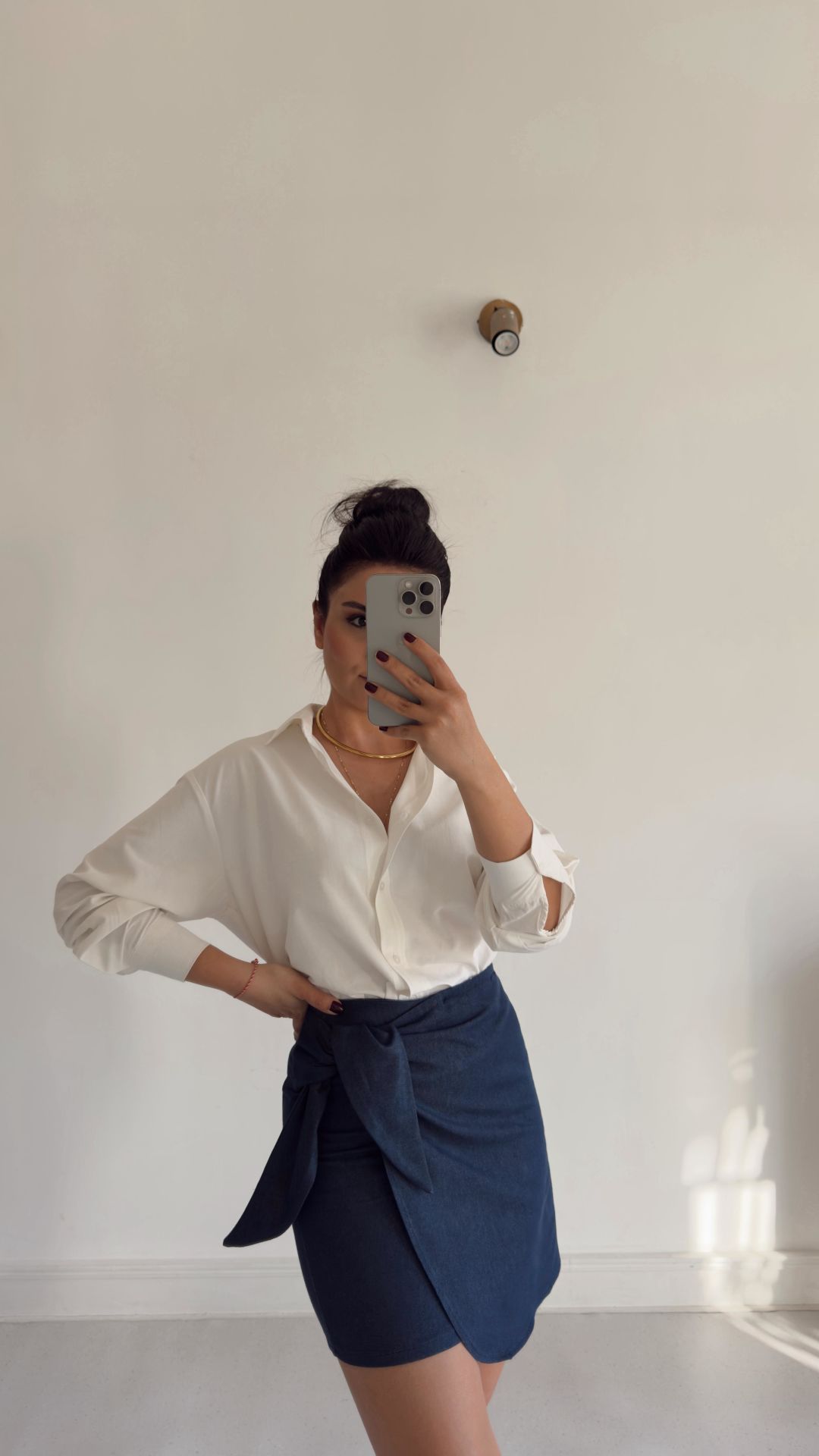 Denim Bağlamalı Etek Laci