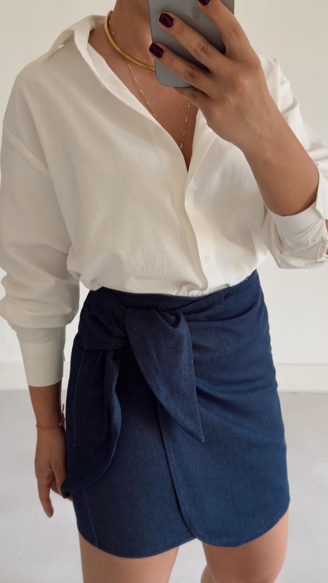 Denim Bağlamalı Etek Laci