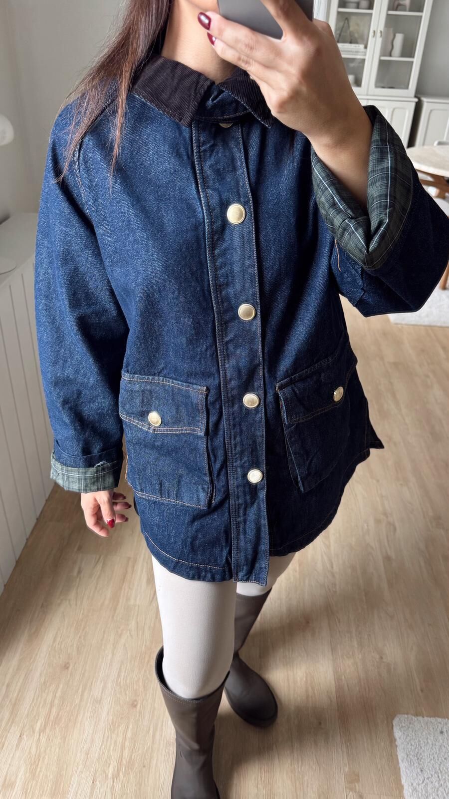 Ekose Astar Denim Ceket