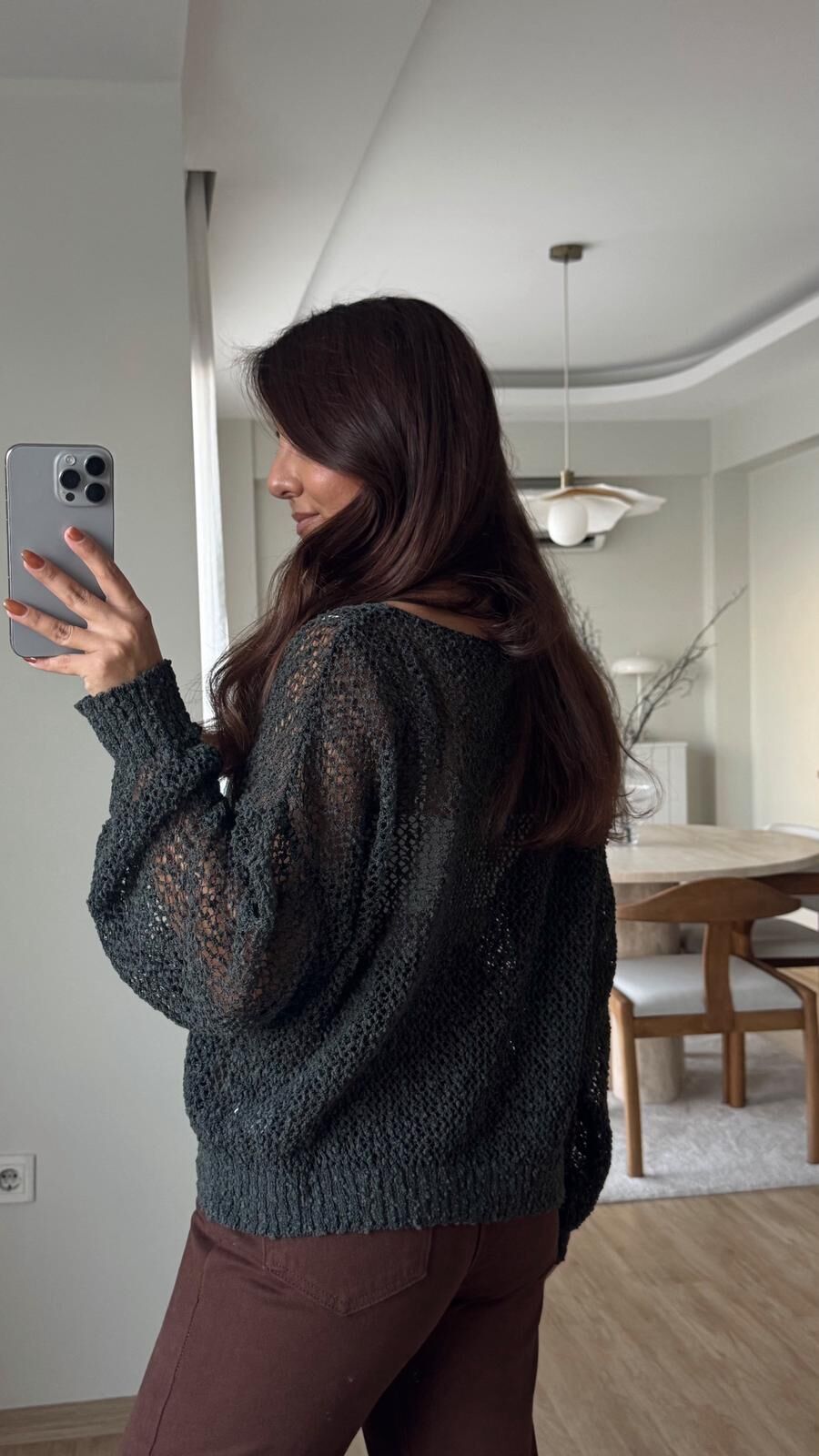 Kayık Yaka Merserize Bluz Haki