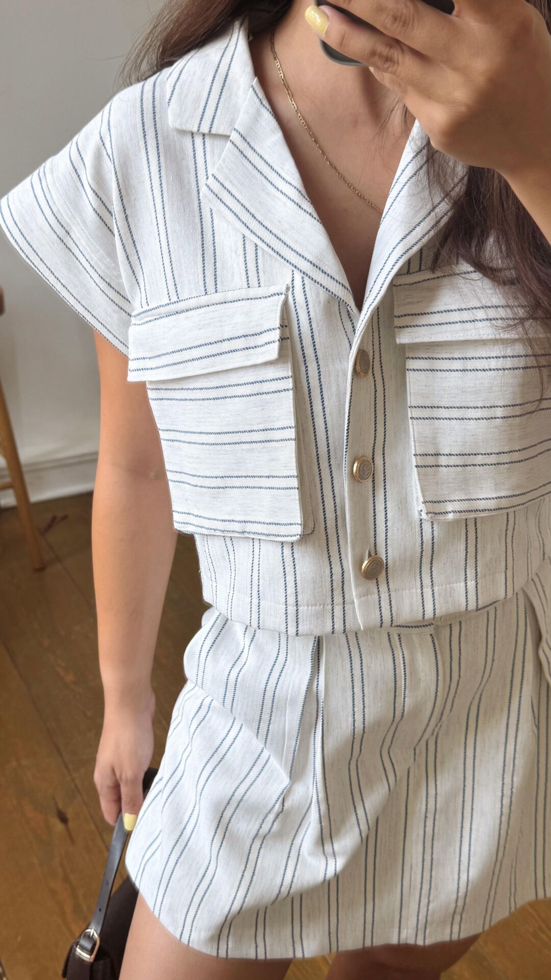 Gold Düğme Crop Gömlek