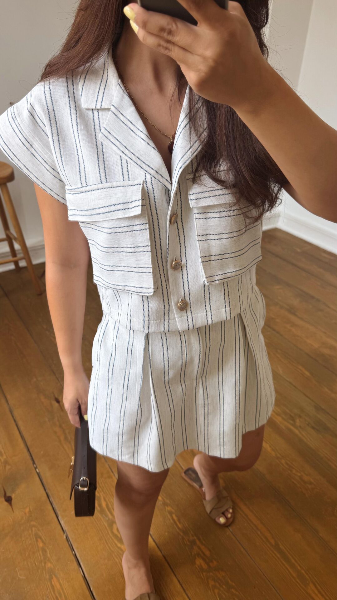 Gold Düğme Crop Gömlek