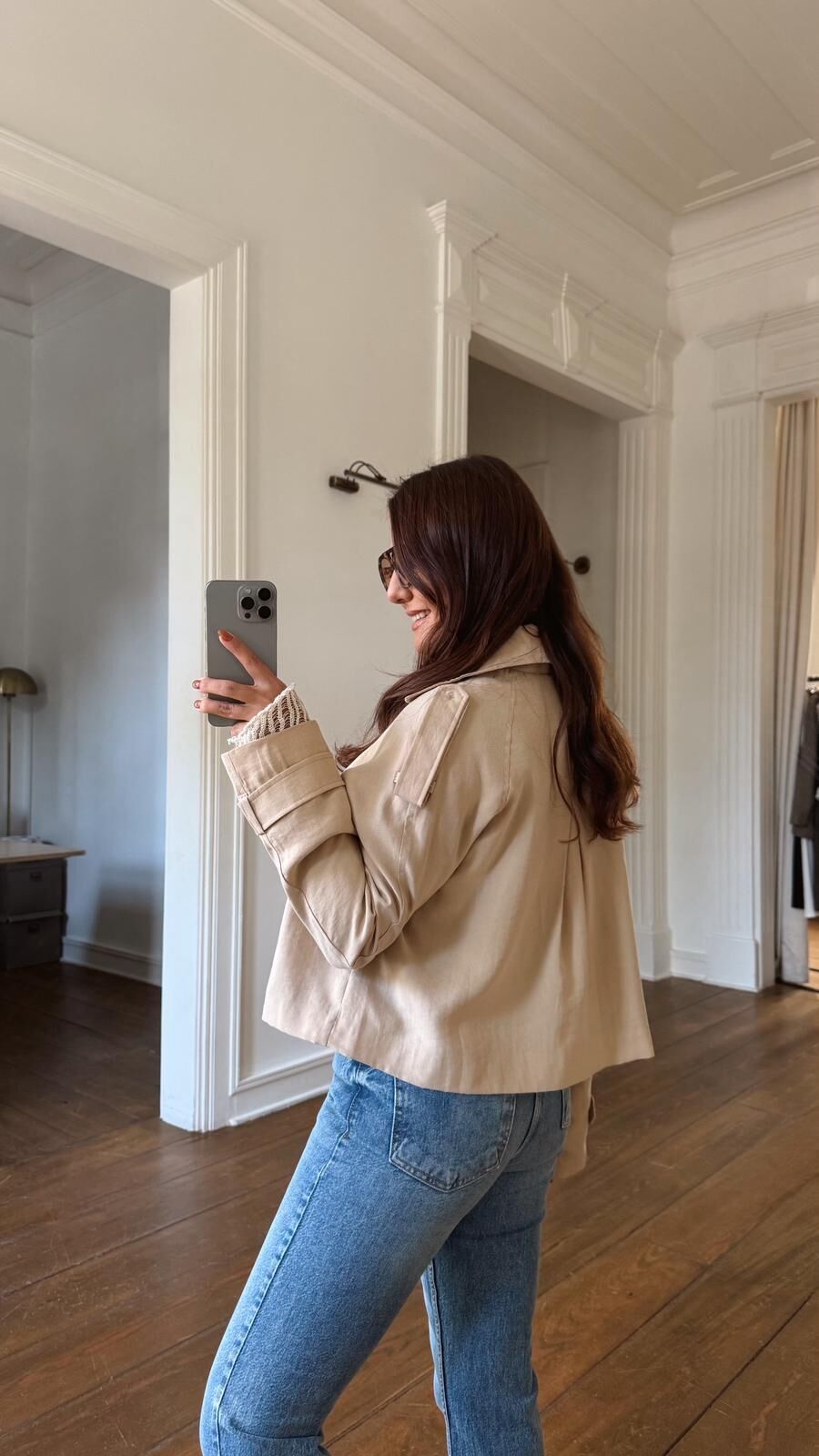 Detaylı Crop Trench Bej