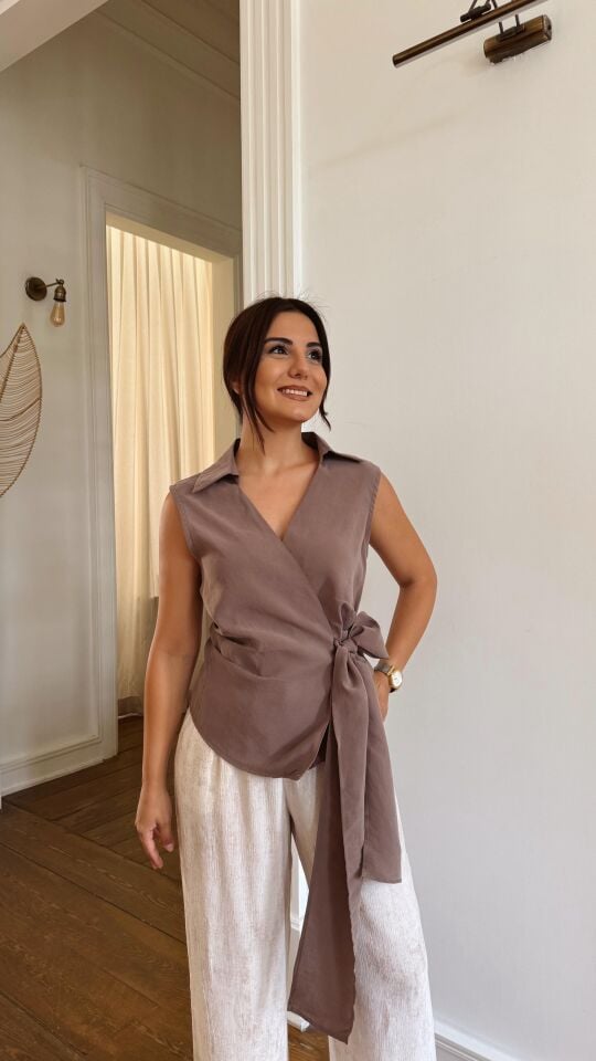 Anvelop Tencel Gömlek Kahve