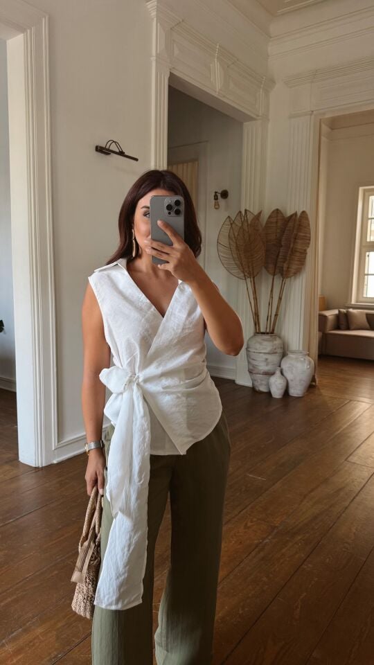 Anvelop Tencel Gömlek Beyaz