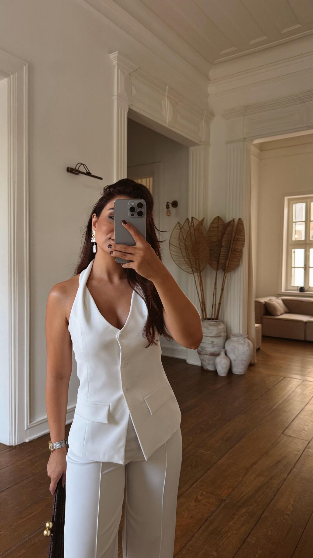 Boyundan Bağlamalı Takım Beyaz