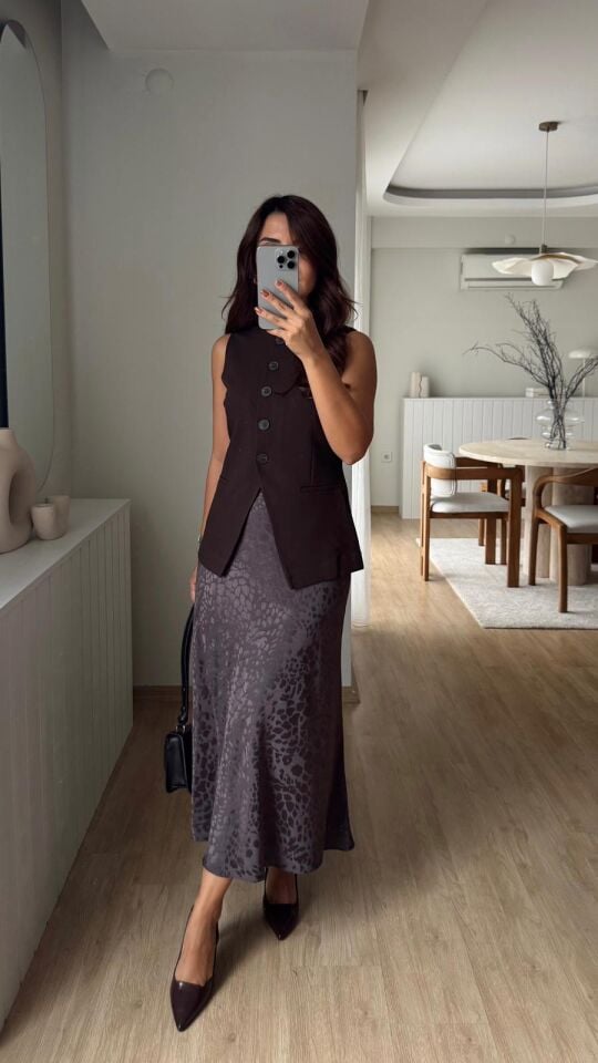 Crocodile Saten Etek Kahve