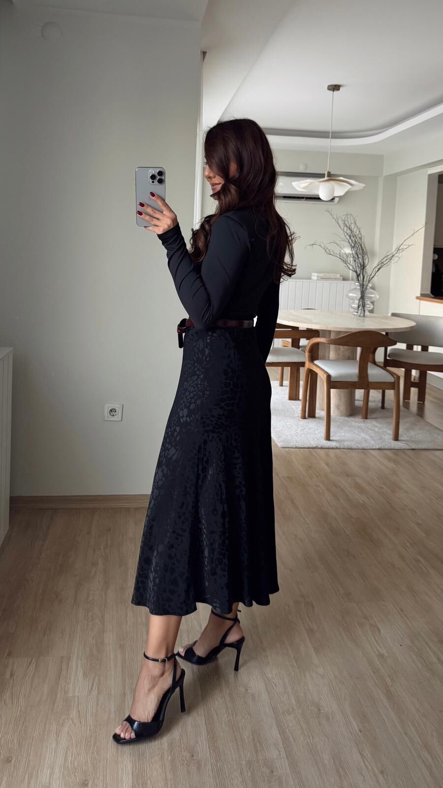 Crocodile Saten Etek Siyah