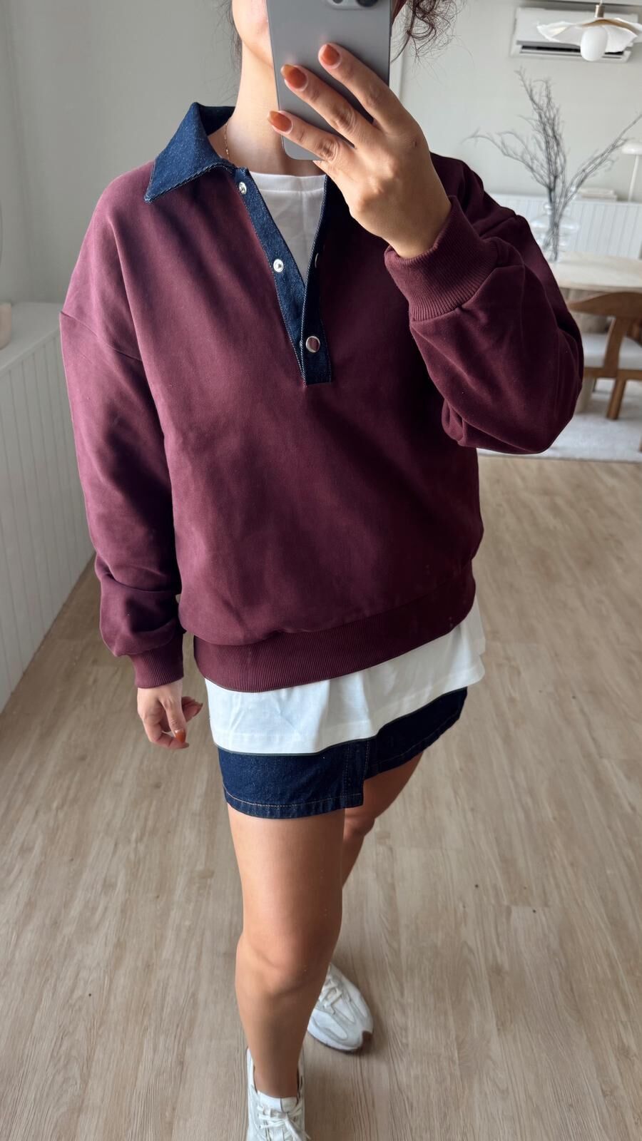 Denim Garnili Sweat Bordo