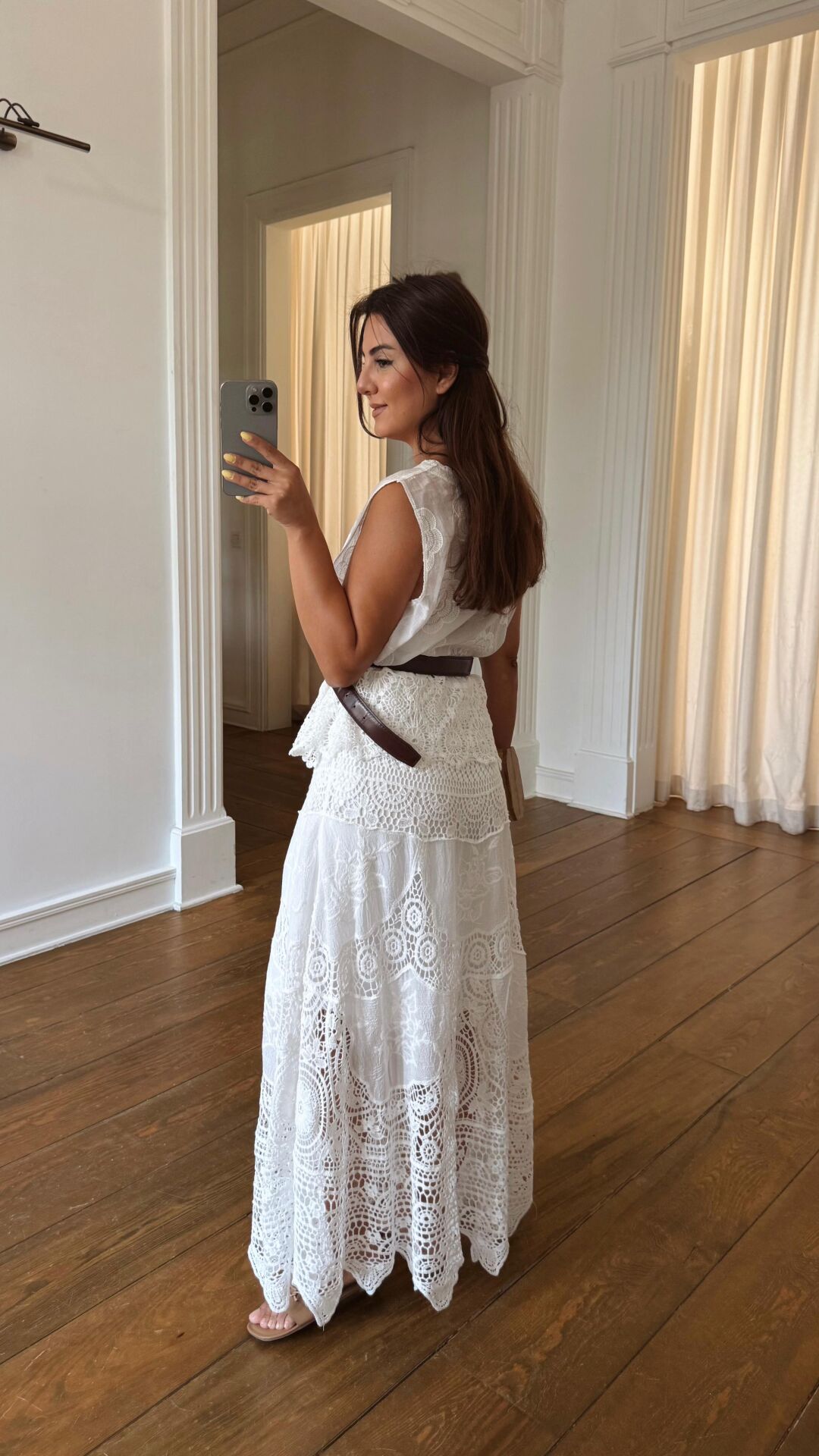 İşlemeli Etek Ekru