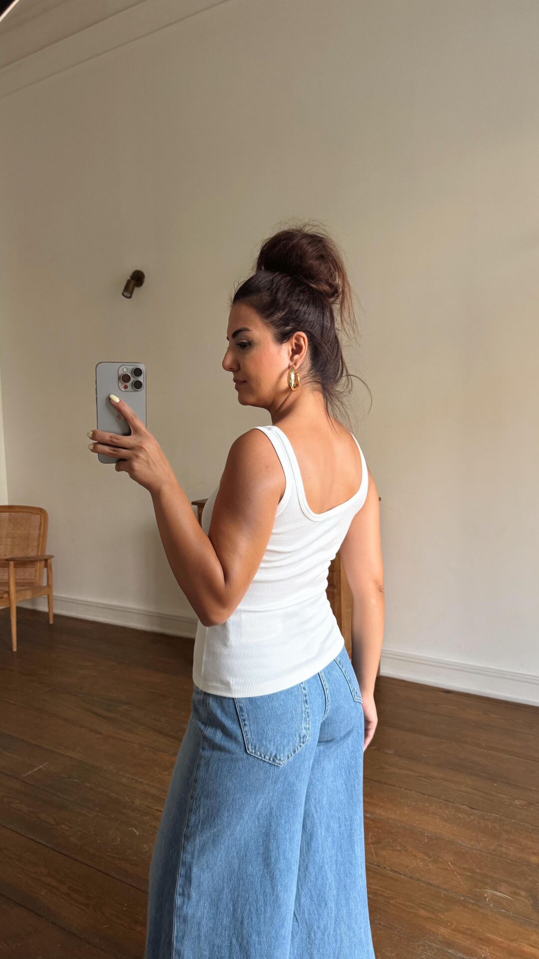 Düğmeli Atlet Ekru