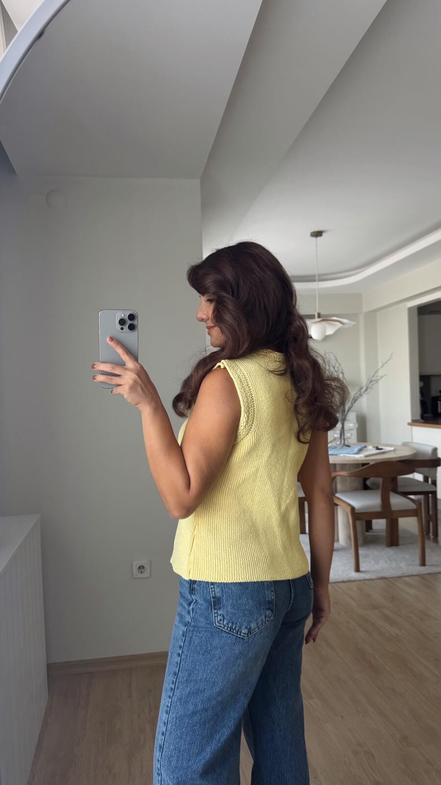 Gold Detay Yelek Sarı