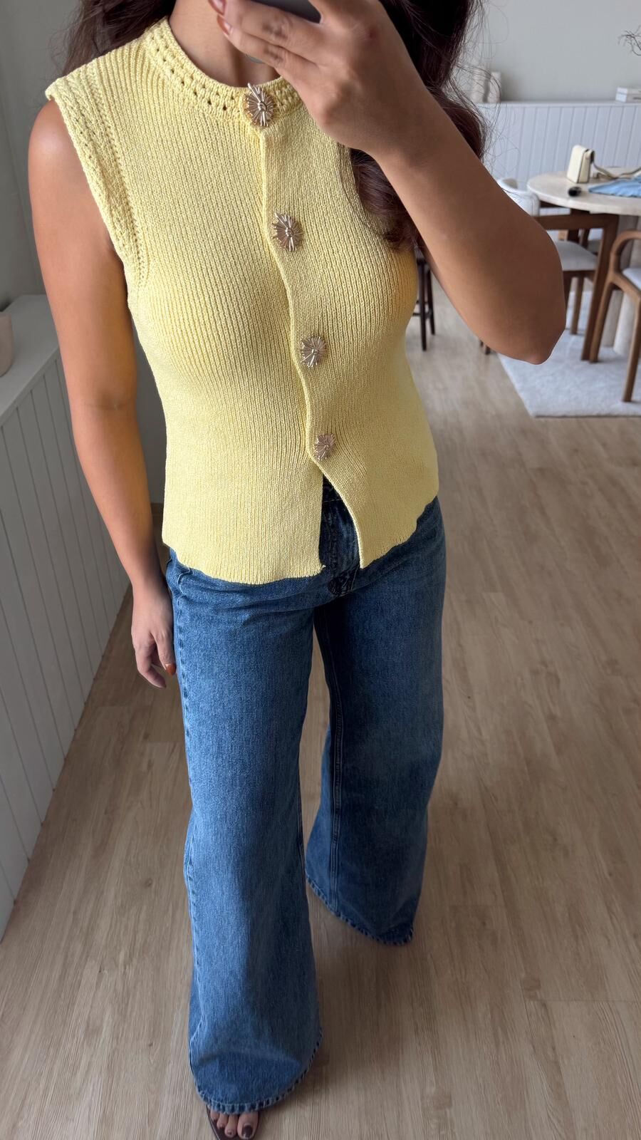 Gold Detay Yelek Sarı