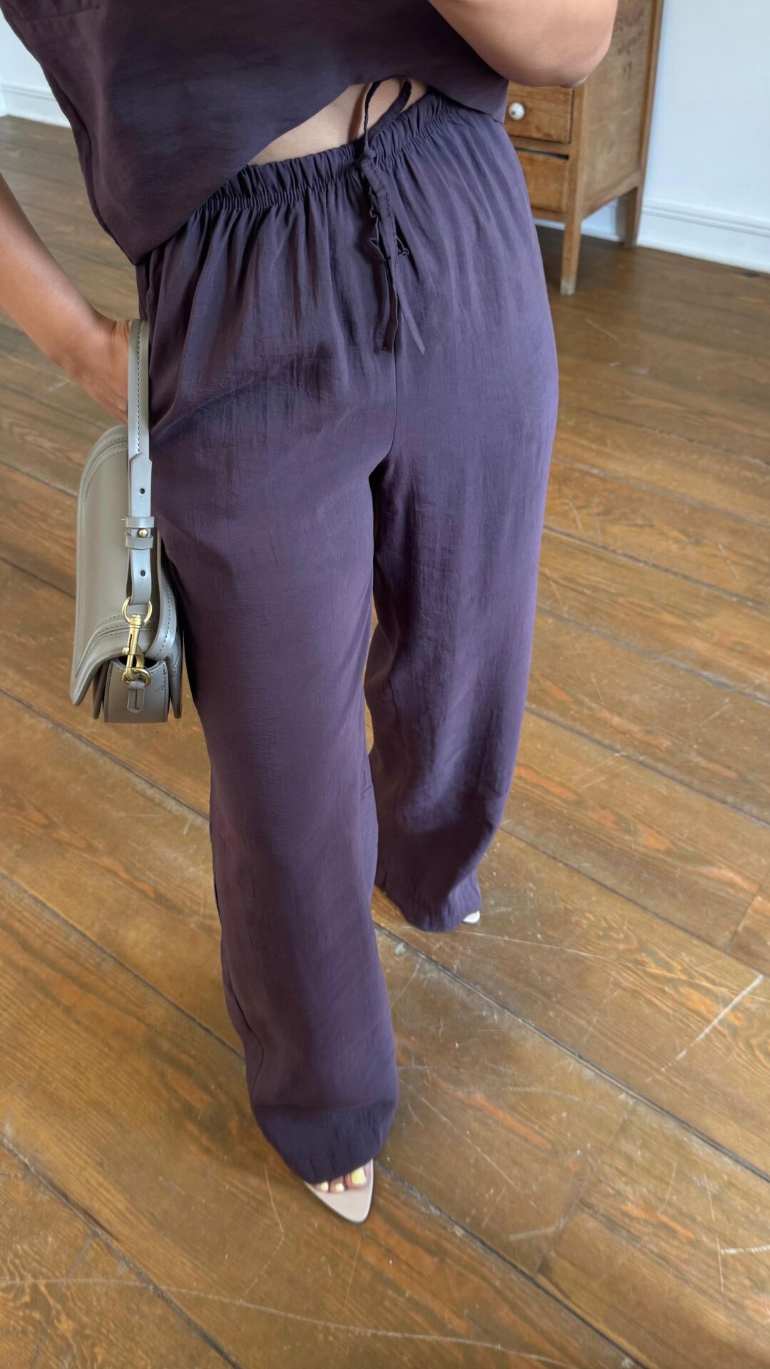 Askılı Crop Takım Mürdüm