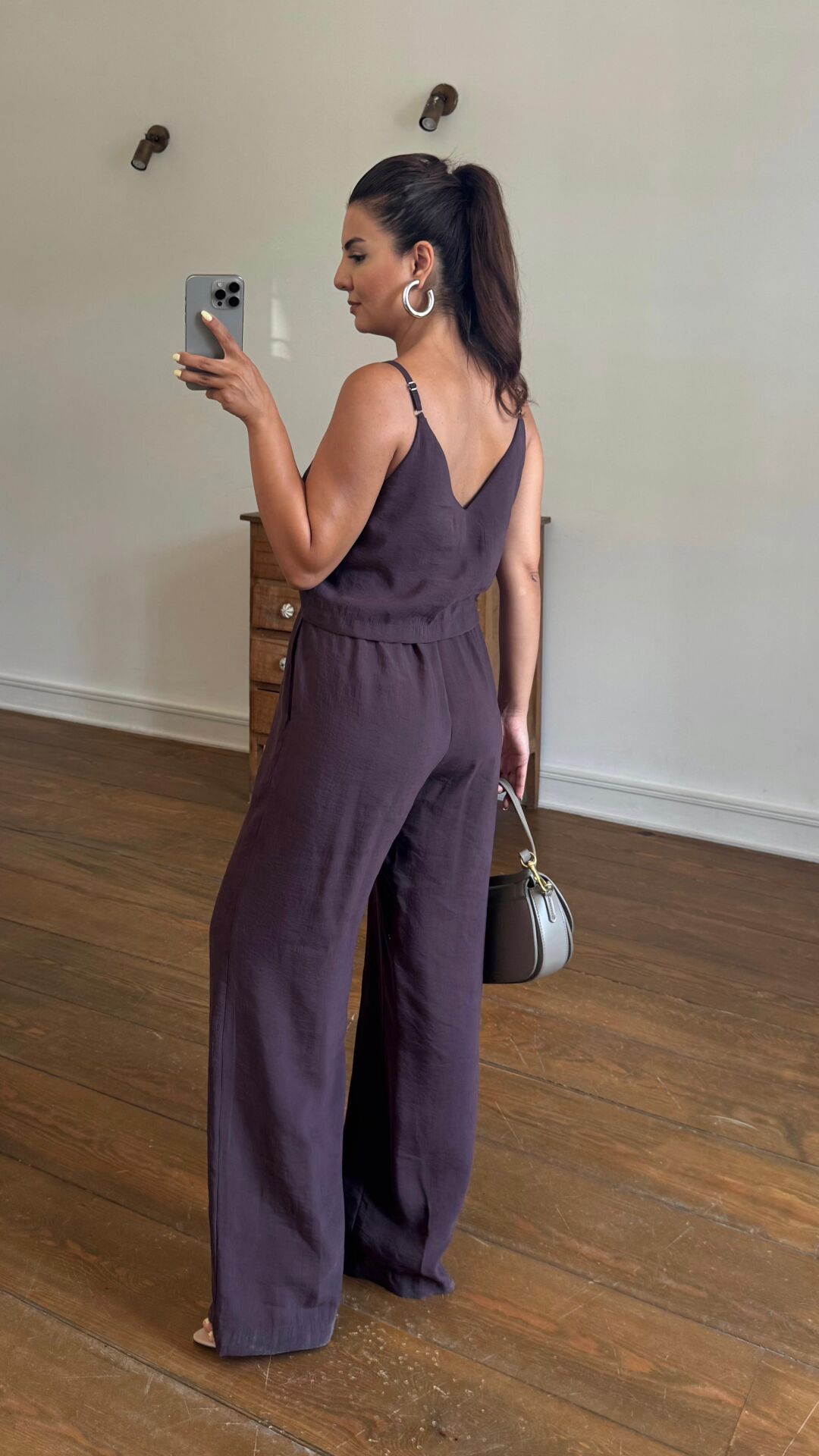 Askılı Crop Takım Mürdüm