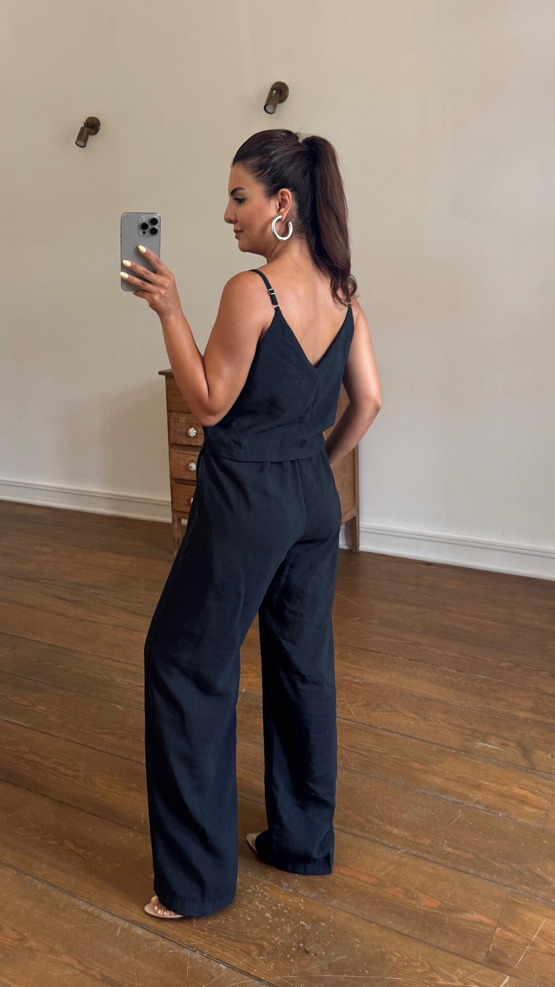 Askılı Crop Takım Siyah