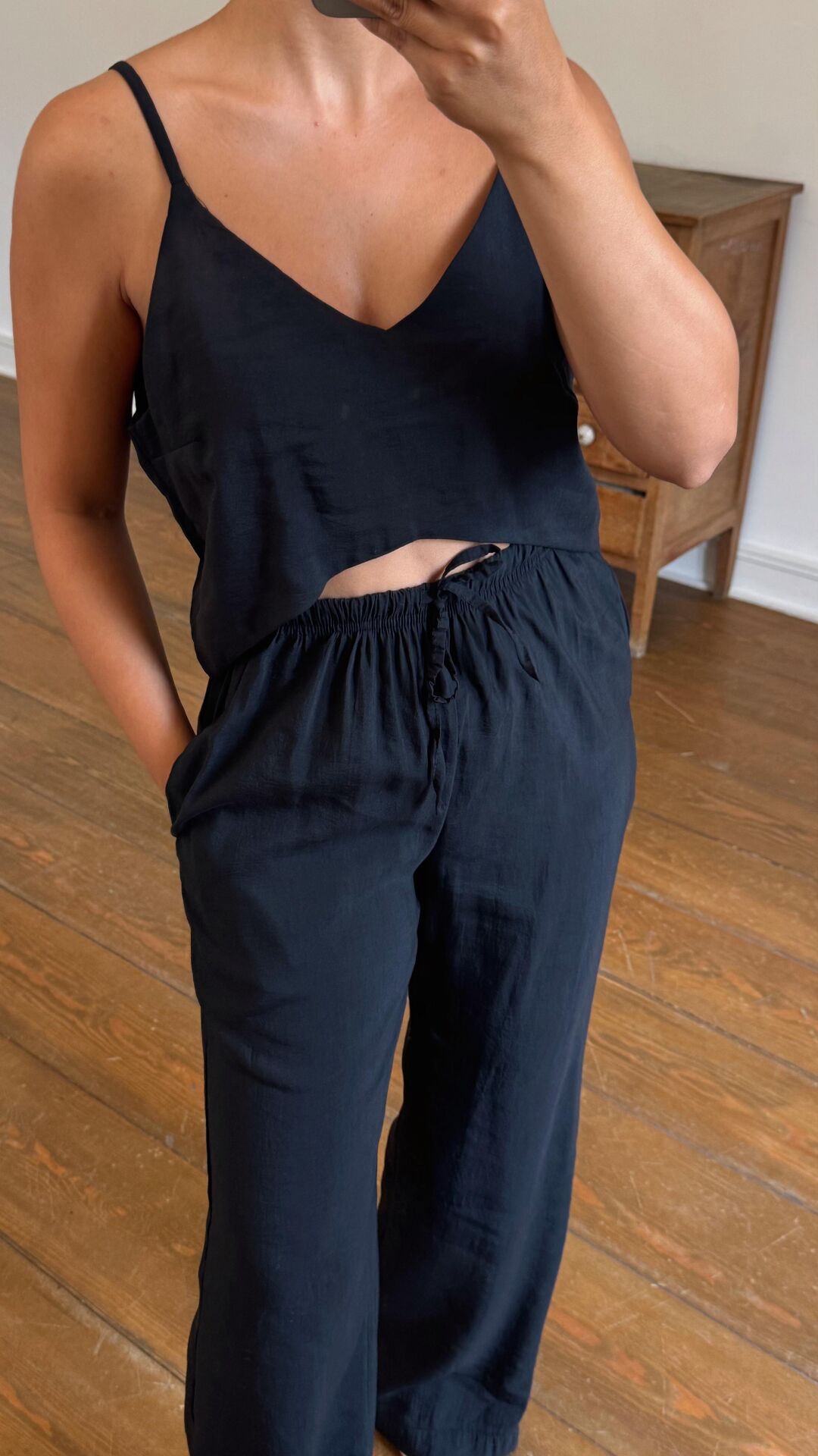 Askılı Crop Takım Siyah