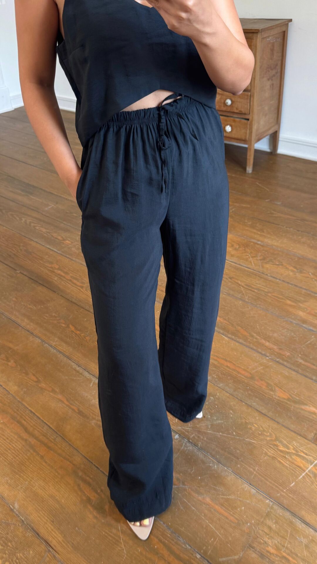 Askılı Crop Takım Siyah