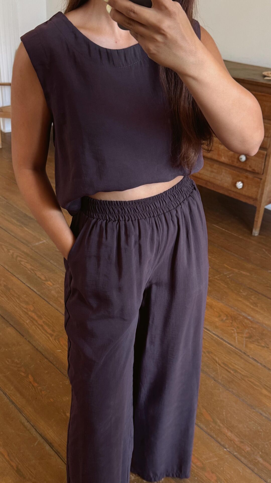 Yuvarlak Yaka Takım Mürdüm