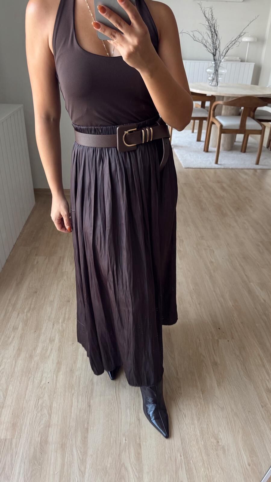 Acı Kahve Saten Etek