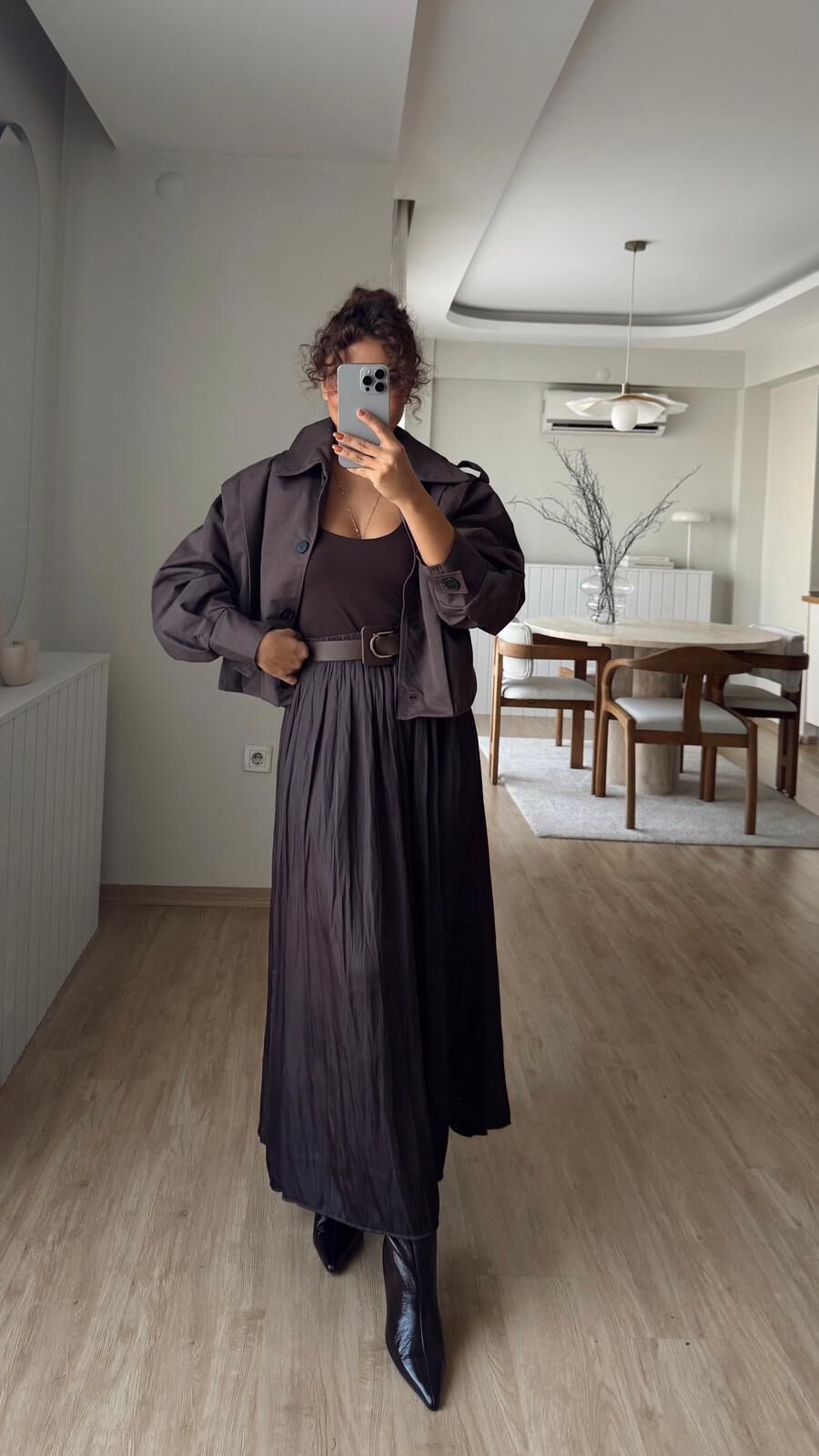 Acı Kahve Saten Etek