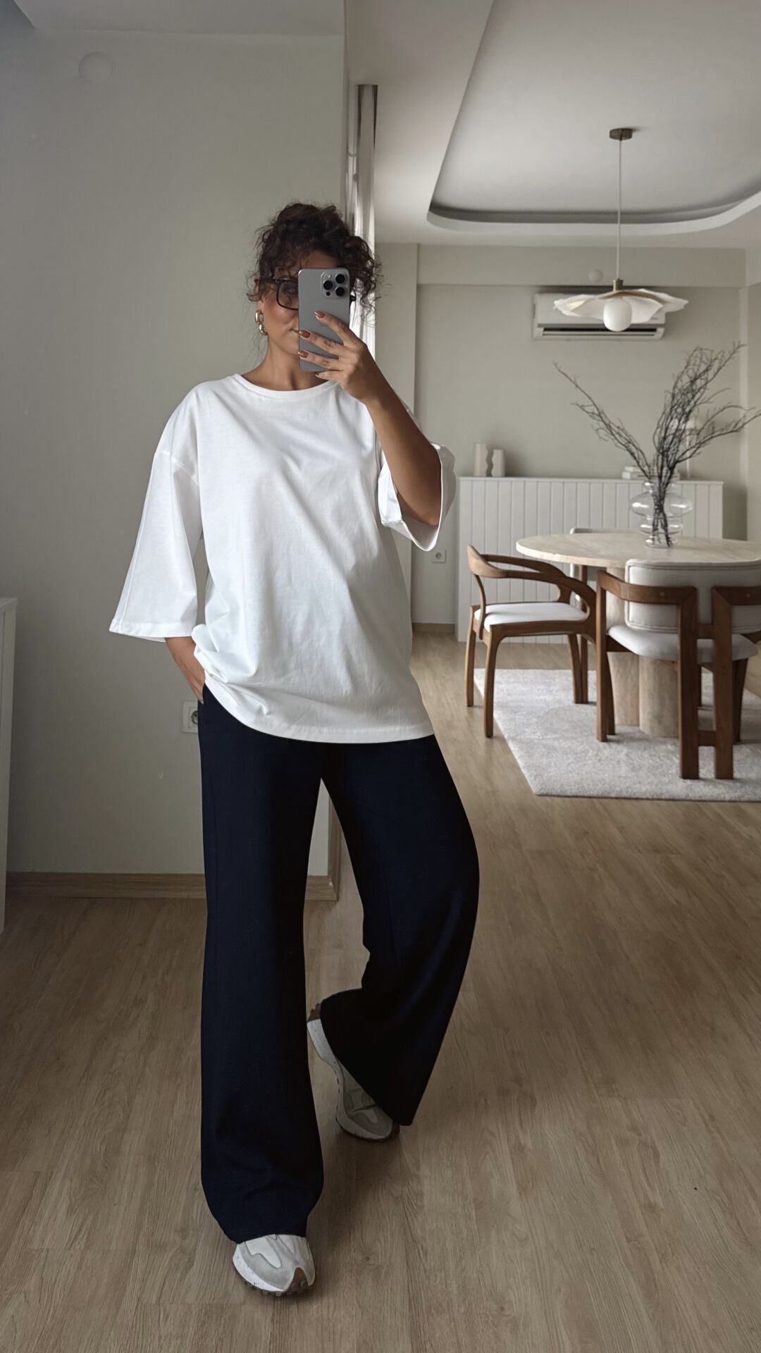 Oversize Tişört-Ekru