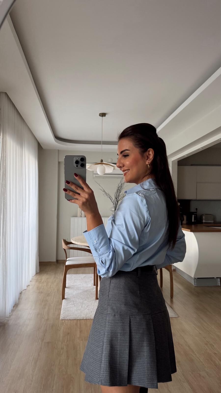 Mavi Strecth Gömlek