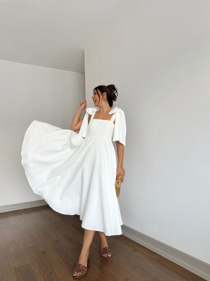 Beyaz Elyse Elbise