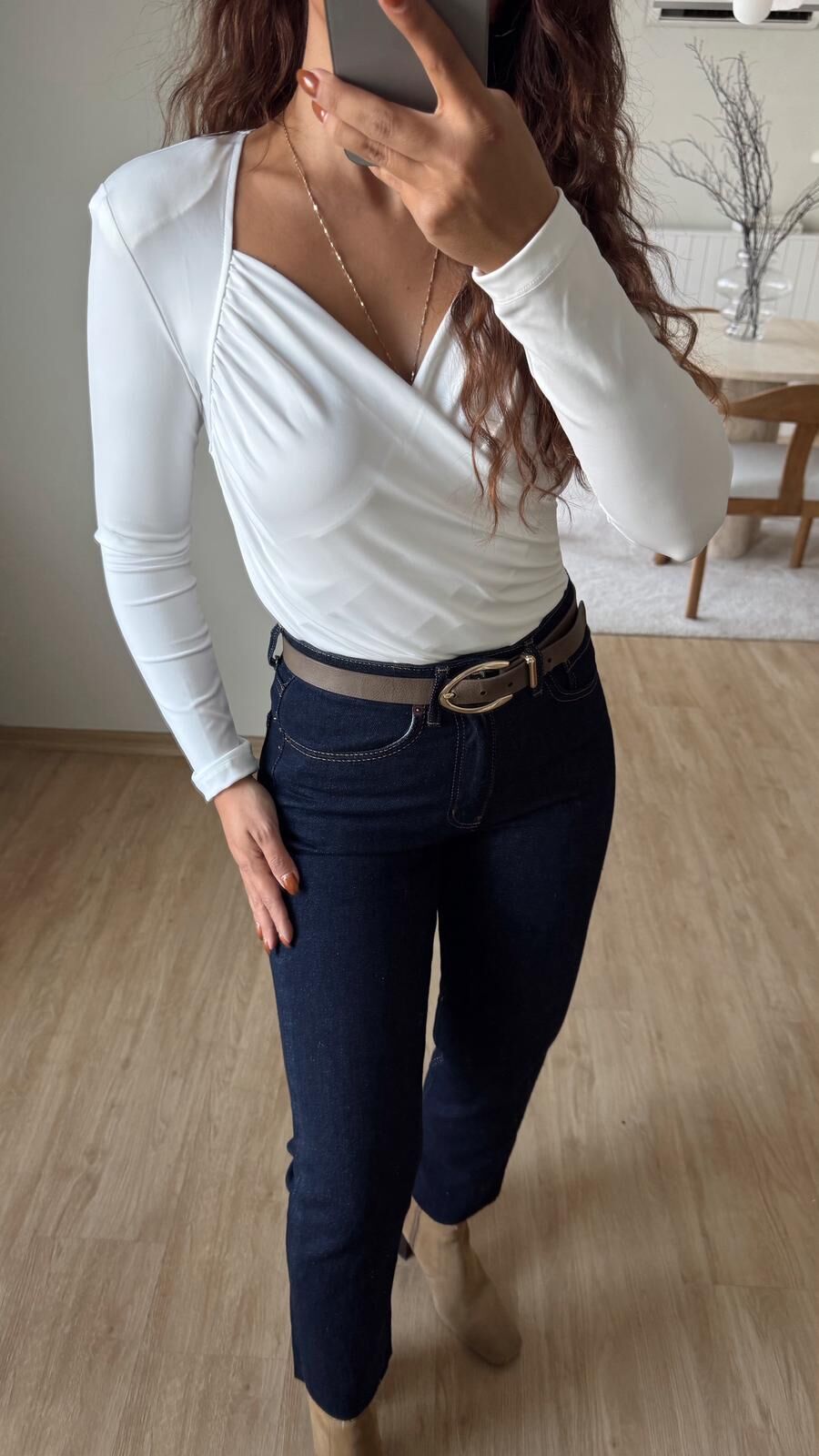 Vatkalı Anvelop Bluz Ekru