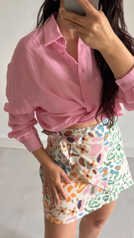 Yarı Transparan Gömlek Pembe