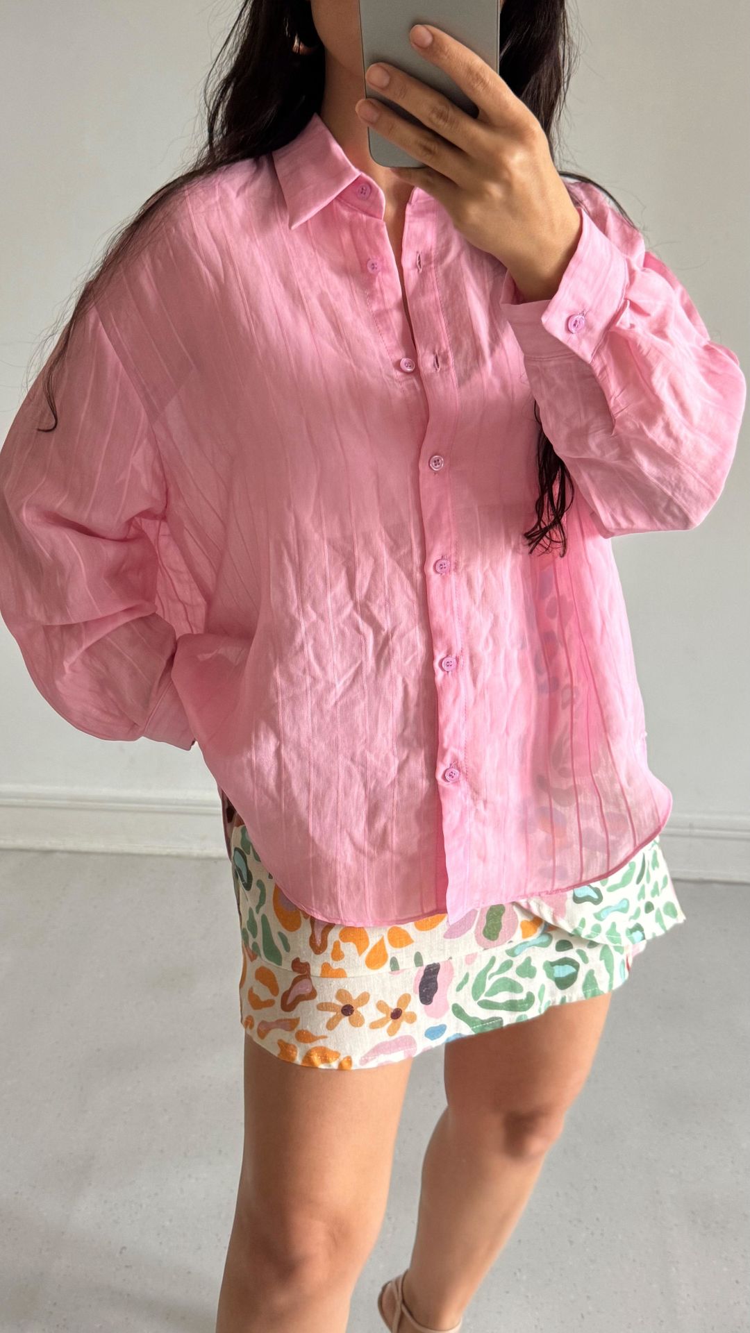 Yarı Transparan Gömlek Pembe