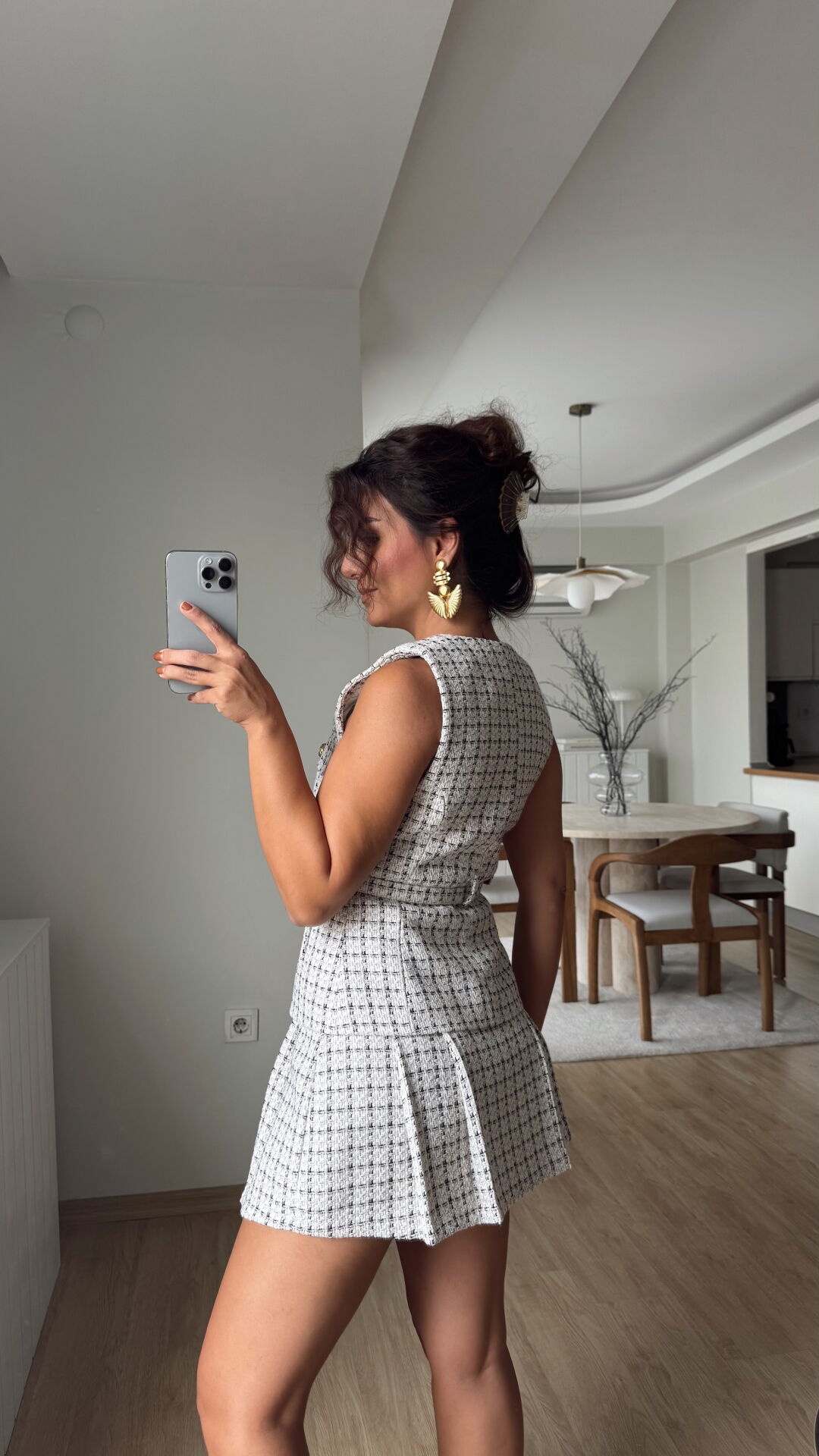 Kemerli Tüvit Yelek Bej