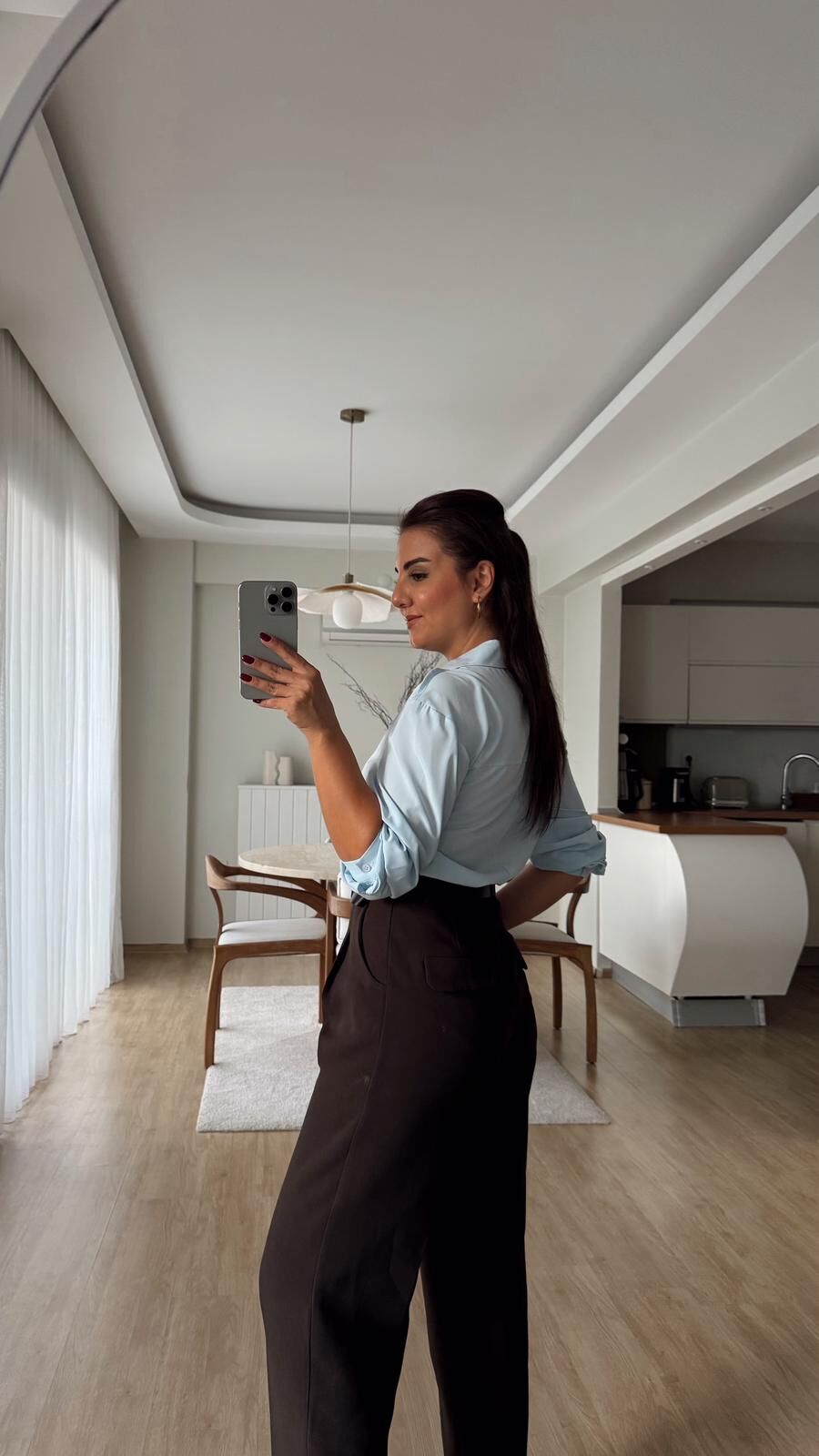 Omuz Dikişli Tunik Gömlek Mavi