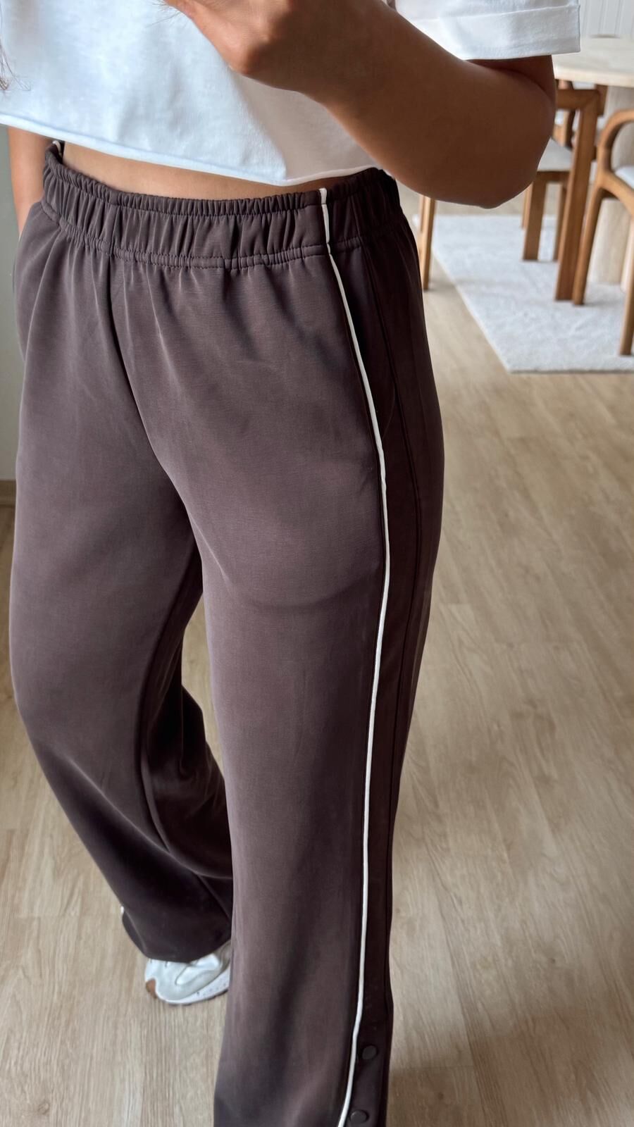 Çıtçıtlı Kahve Pantolon