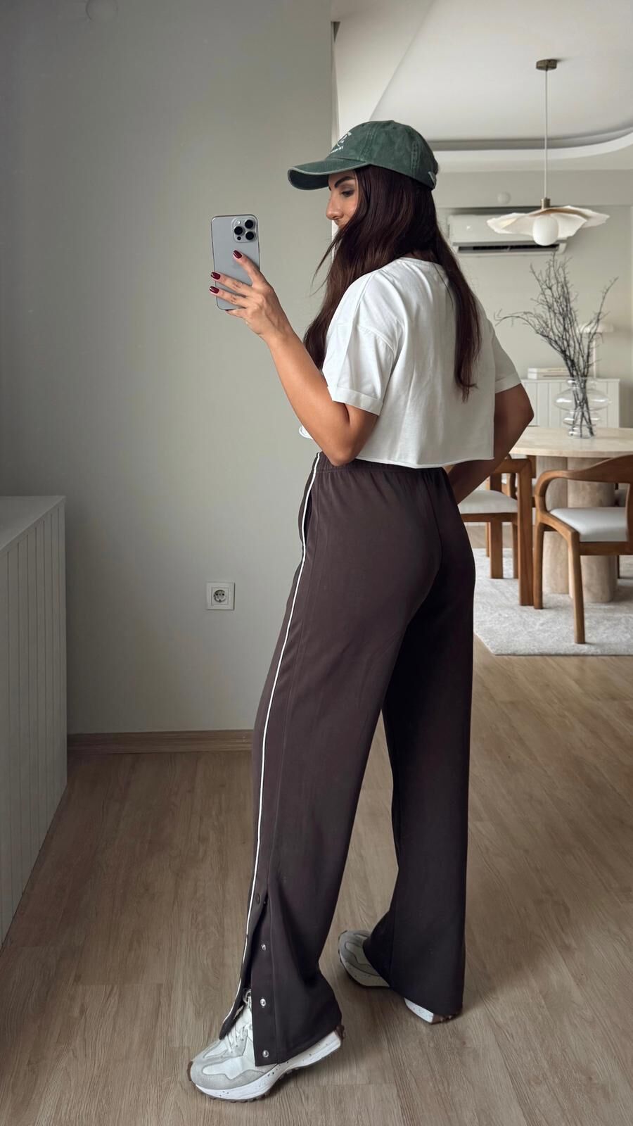 Çıtçıtlı Kahve Pantolon