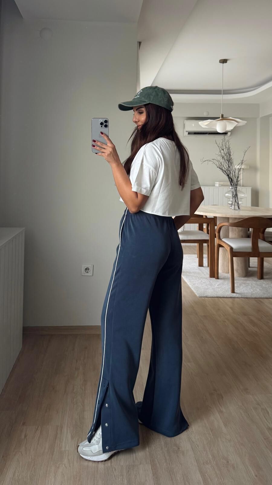 Çıtçıtlı Lacivert Pantolon