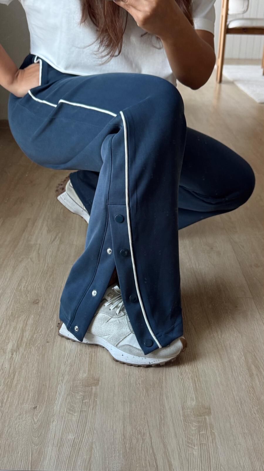 Çıtçıtlı Lacivert Pantolon