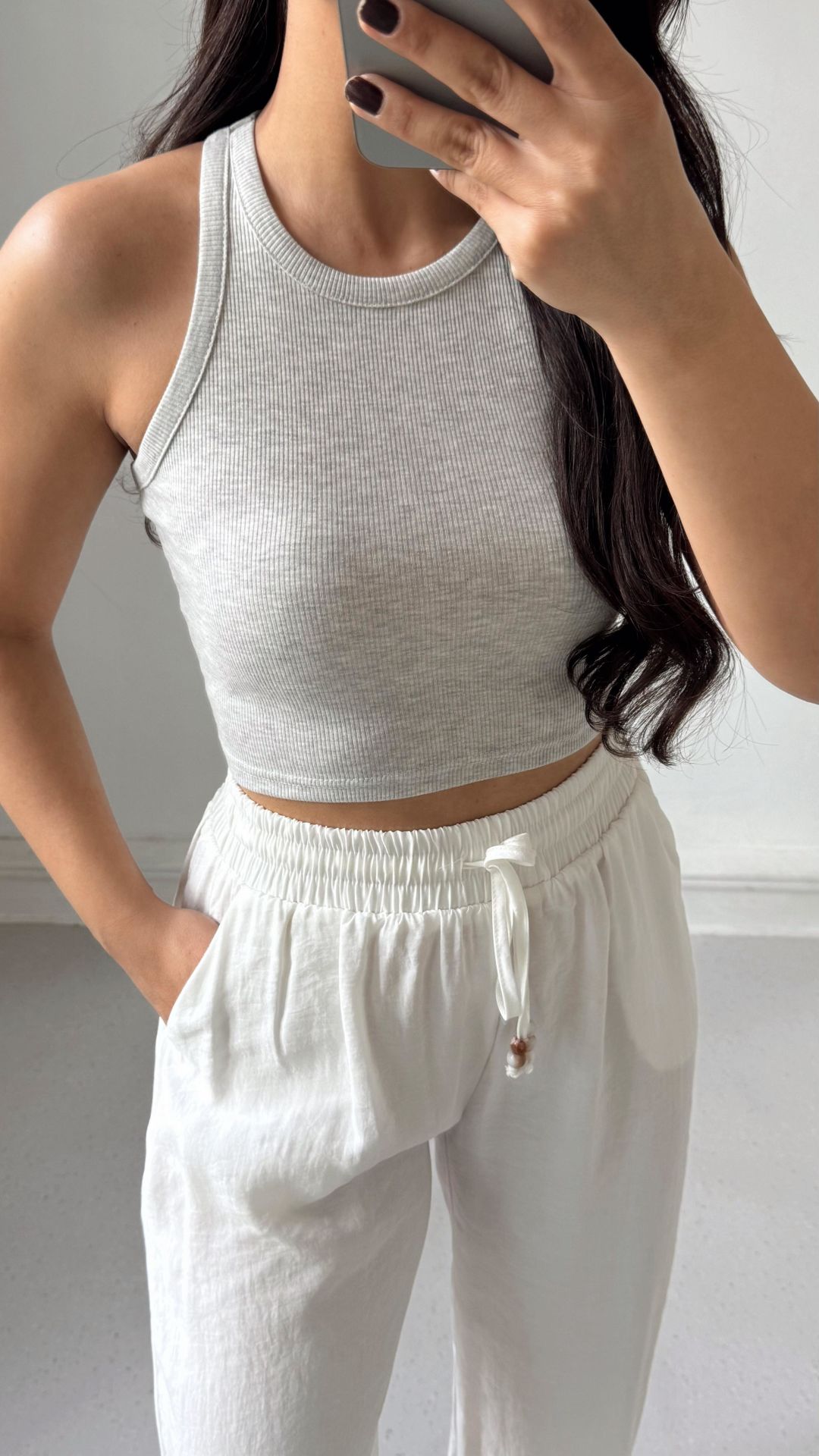 Fitilli Crop Atlet Gri