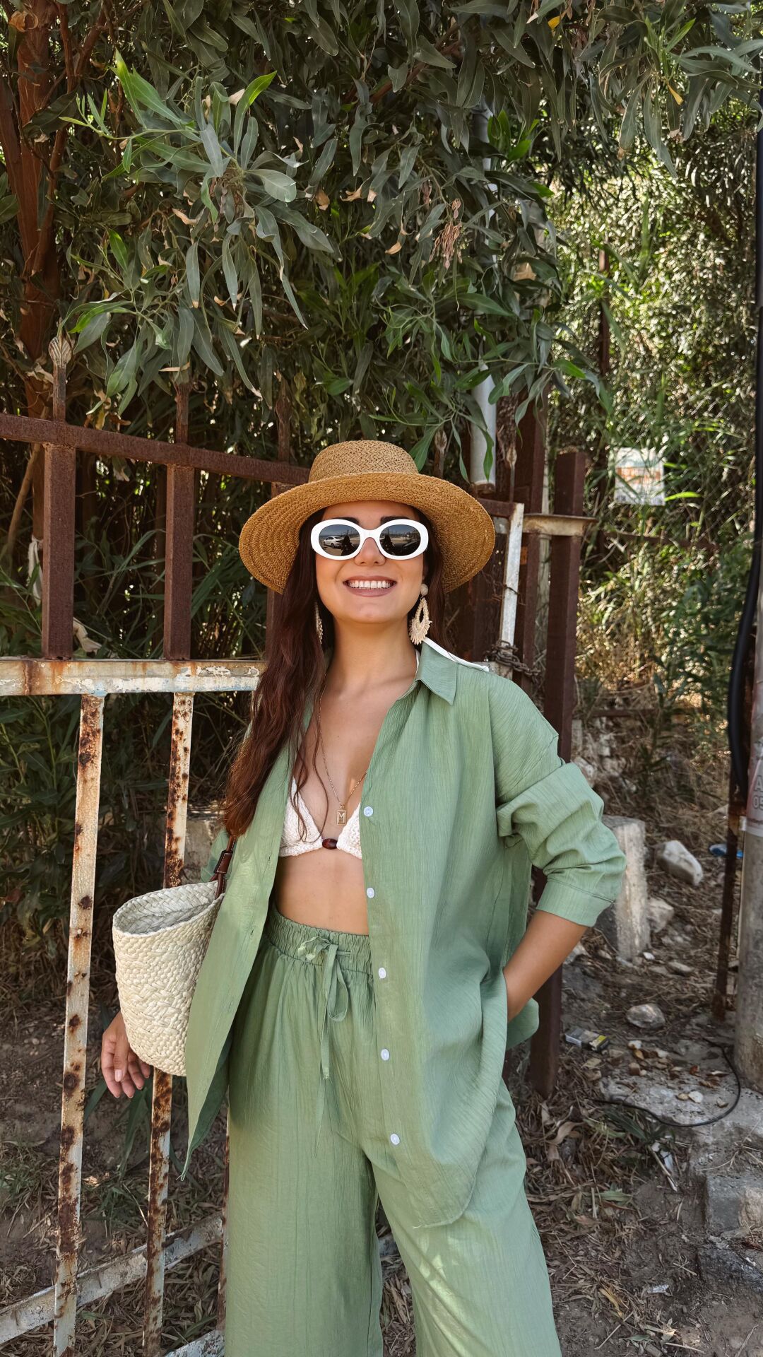 Floş Pantolon Gömlek Takım Yeşil