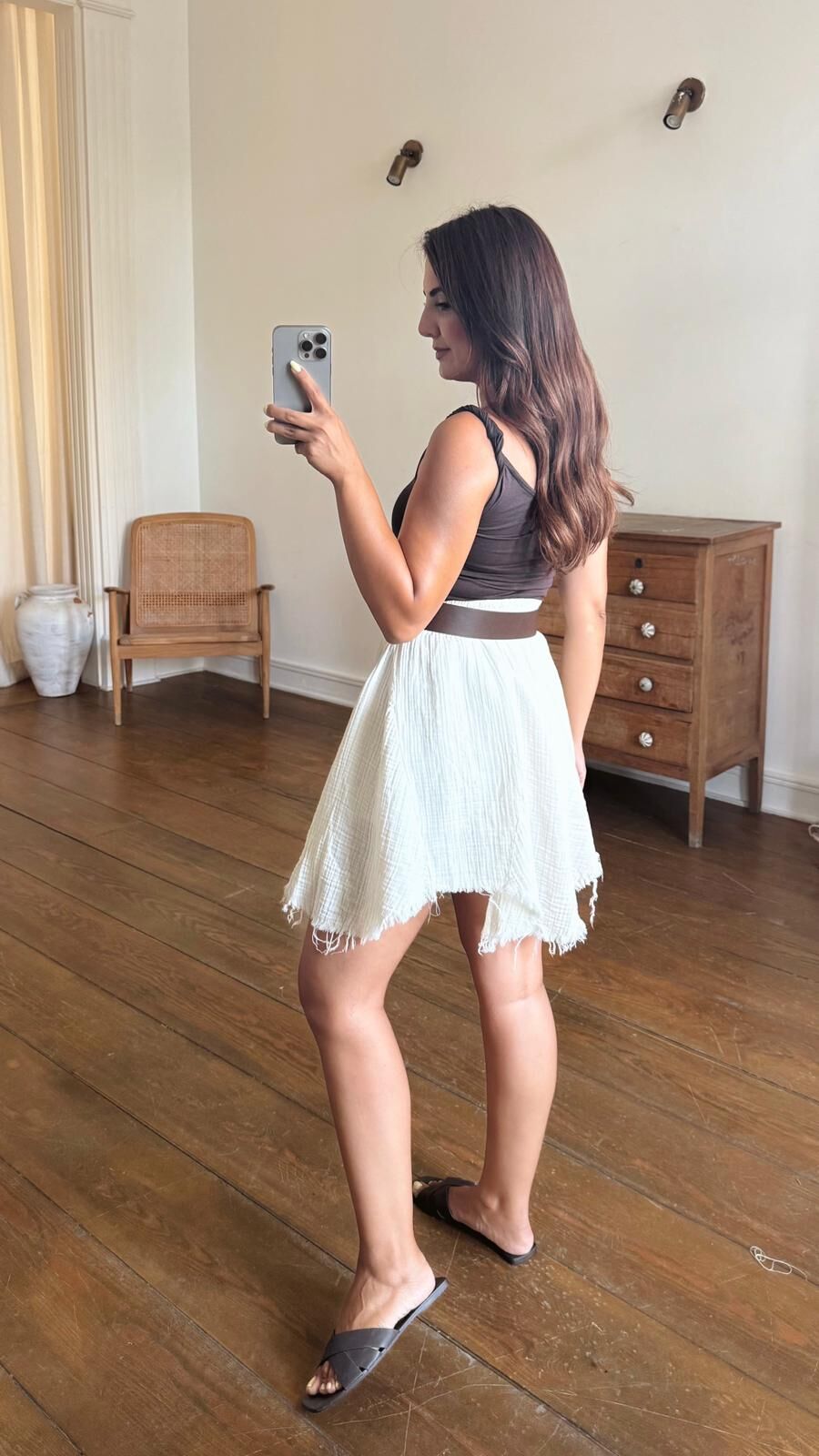 Drapeli Burgu Askı Bluz Kahve