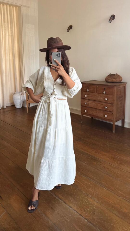 Müslin Etek Takım Ekru