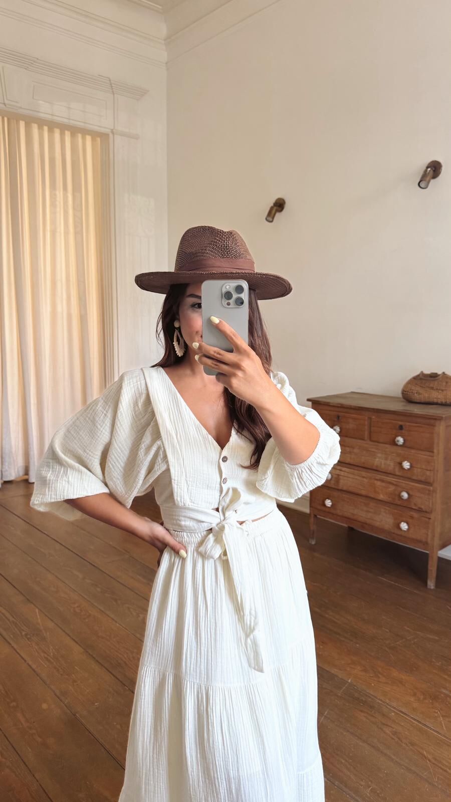 Müslin Etek Takım Ekru