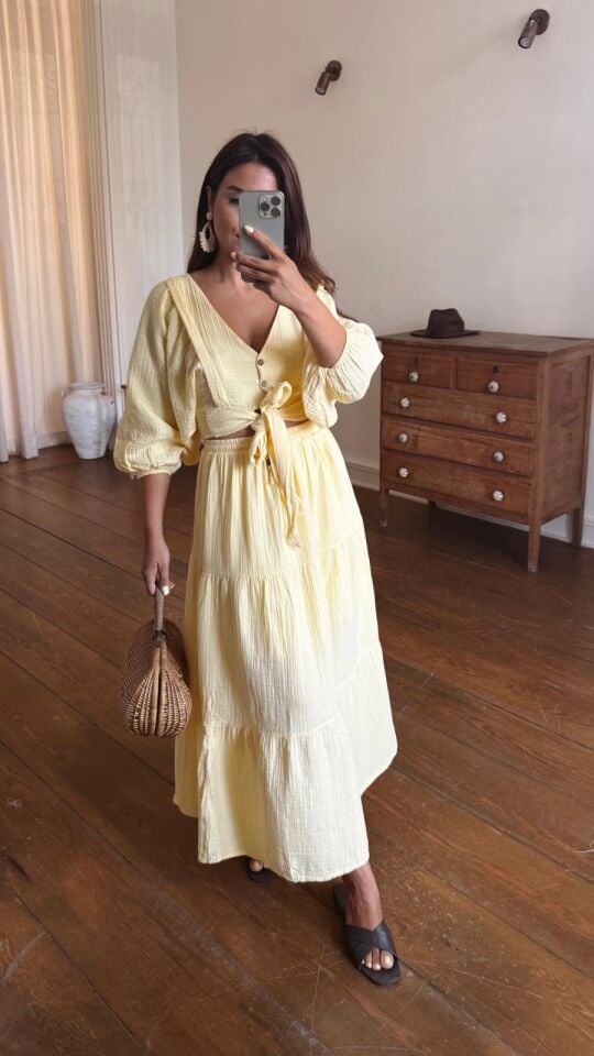 Müslin Etek Takım Sarı