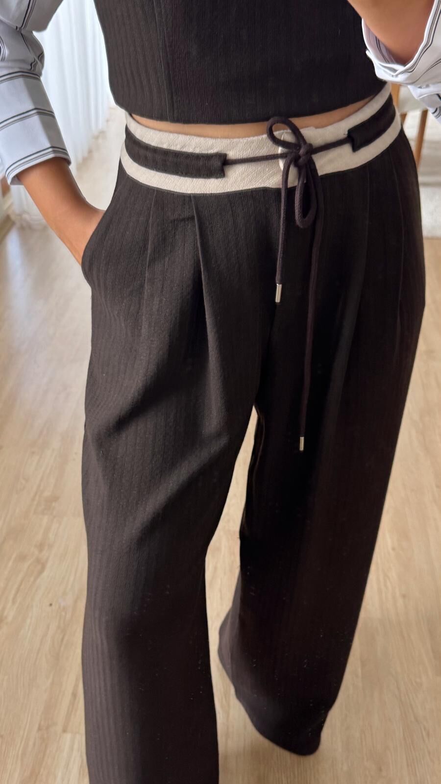 Dina Bağcıklı Kahve Pantolon