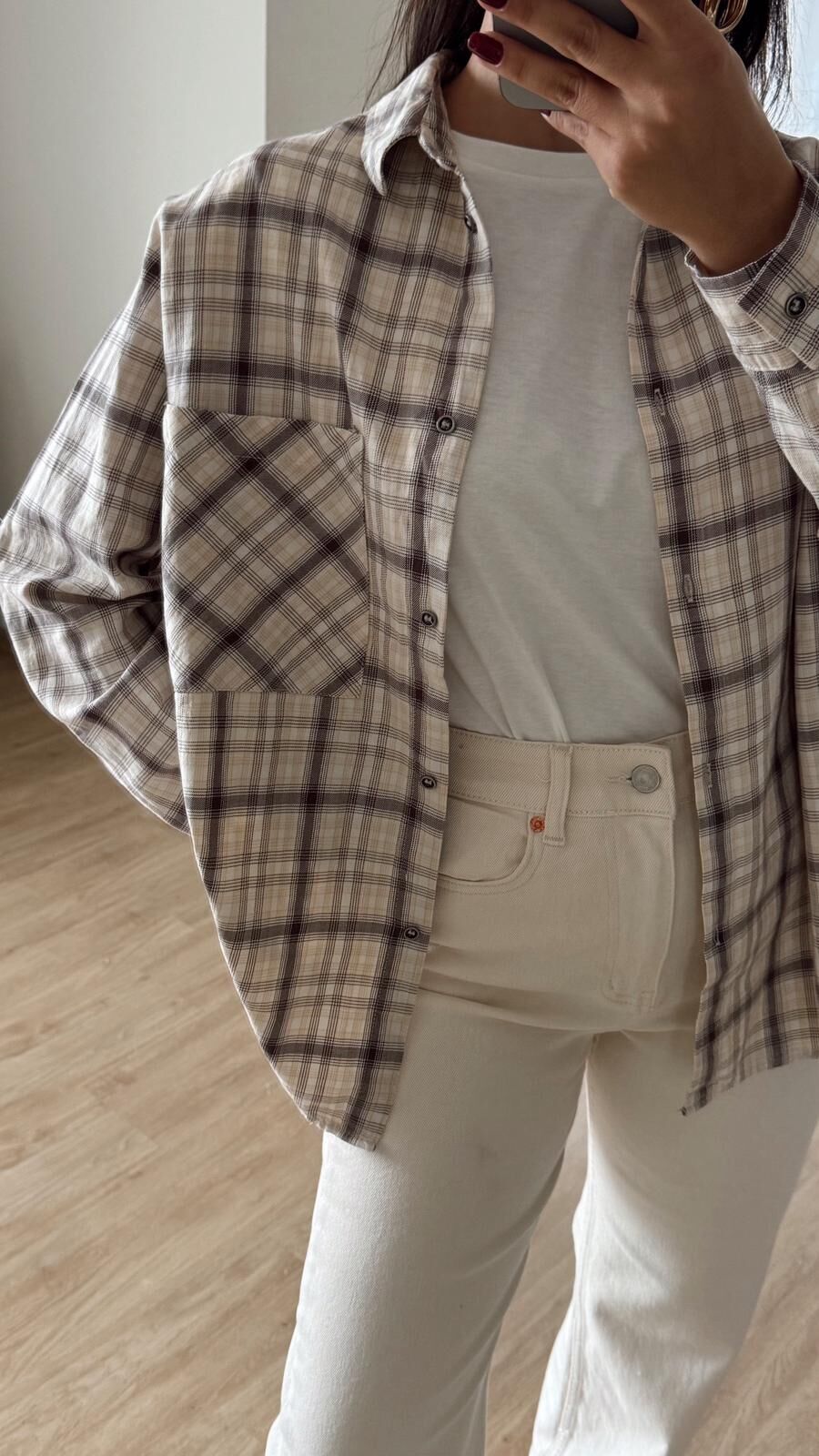 Bej Ekose Oduncu Gömlek